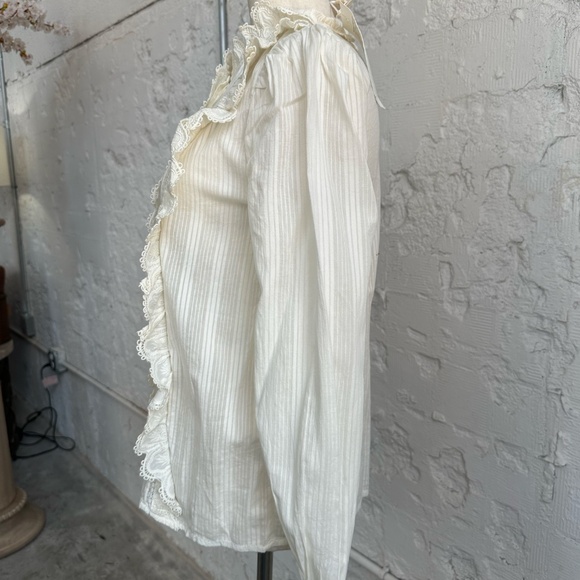 Sézane Chemise Marianella Scalloped White Victorian Blouse SIZE 4 - Picture 4 of 13